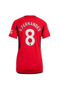 Manchester United Bruno Fernandes #8 Jalkapallovaatteet Naisten Kotipaita 2023-24 Lyhythihainen